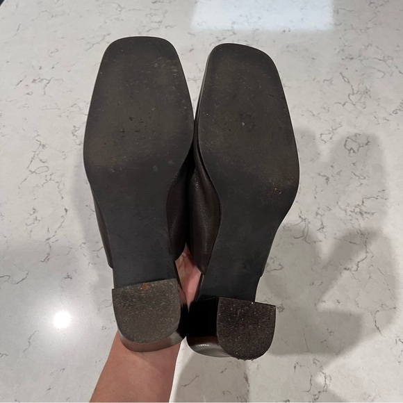 LIZ CLAIBORNE Y2K Brown Leather Square Toe Heeled Mules Size 6.5 - Picture 10 of 14